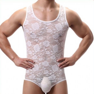 MenSexyWear TEDDY Playsuit de encaje blanco