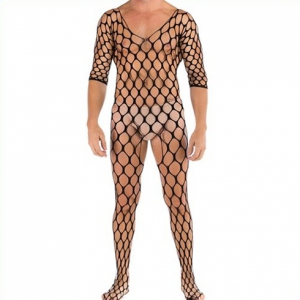 MenSexyWear TITANIUM Mesh open suit