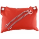 Coussin en cuir rouge 23 x 32cm + 2 chaines de 20cm + 4 mousquetons