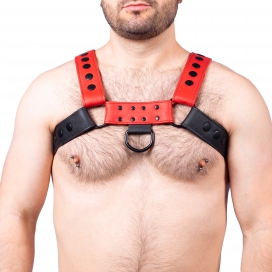 The Red Harness Snap Leather Harness Black-Red