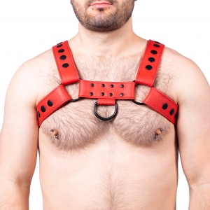 The Red Harness Arnês de Couro Vermelho Snap Leather Harness
