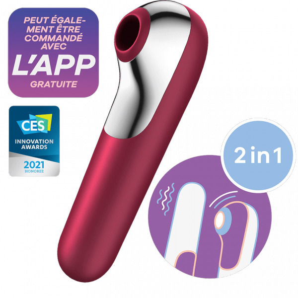 Stimolatore clitorideo Dual Love + vibratore rosso