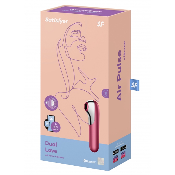 Stimolatore clitorideo Dual Love + vibratore rosso