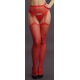 Garter belt effect tights with rhinestones Lana - Red