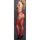 Garter belt effect tights with rhinestones Lana - Red