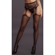 Garter belt effect tights with rhinestones Lana - Black