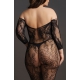 Open Suit Large Size LACE SLEEVED - Black