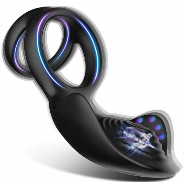 Vibrating Cockring Double Delight Black