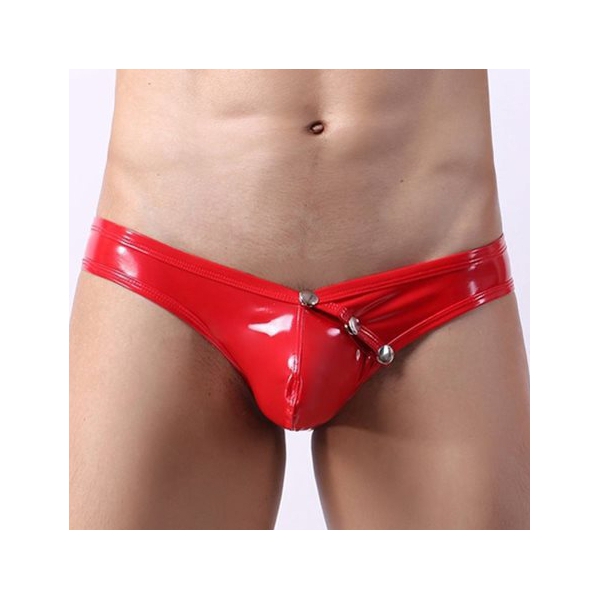 Hot Low Waist Patent Leather Easy Opened Panty Rouge