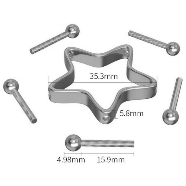 Pinza para pezones de estrella con cadena