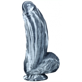 Fat Dick Silikondildo 18 x 6.5cm Schwarz-Weiß