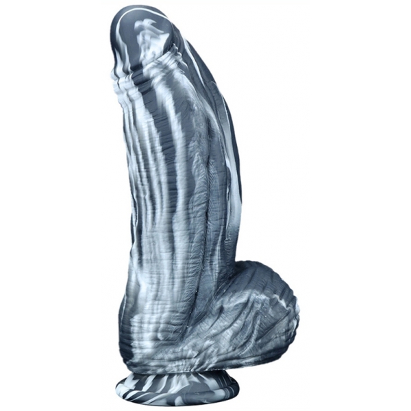 Dildo in silicone Fat Dick 18 x 6,5 cm Nero-Bianco