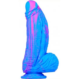 Fat Dick Silikon-Dildo 18 x 6.5cm Blau-Rosa