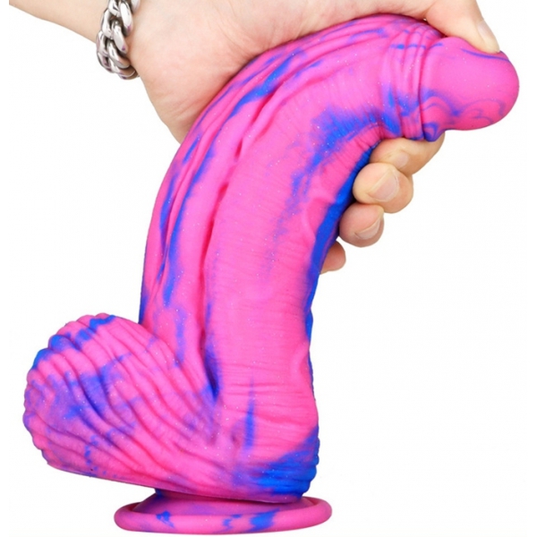 Dildo de Silicone Dick Gordo 18 x 6,5cm Pink-Blue