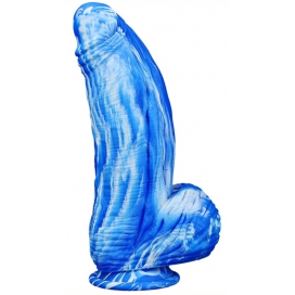 Siliconen Dildo Dikke Lul 18 x 6.5cm Blauw-Wit
