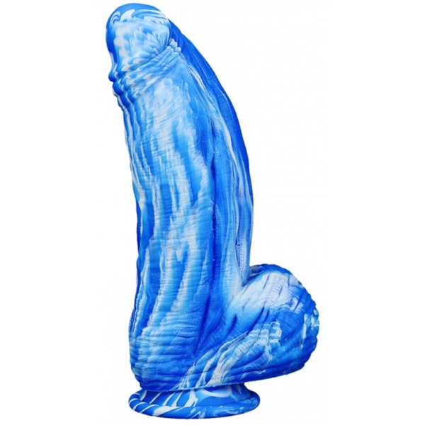 Consolador de silicona Fat Dick 18 x 6,5cm Azul-Blanco