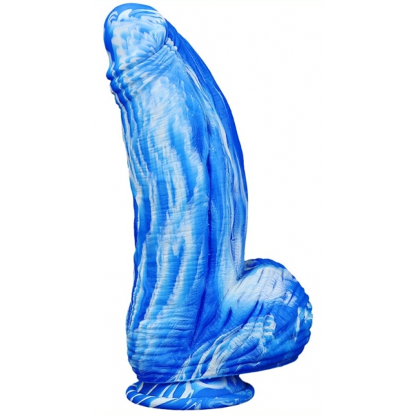 Silikon Dildo Fat Dick 18 x 6.5cm Blau-Weiss