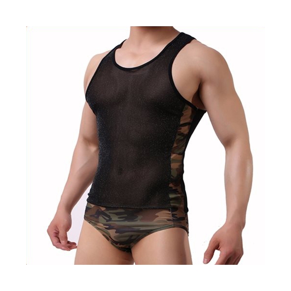 Sexy Einteiler Camouflage und glänzendes Schwarz