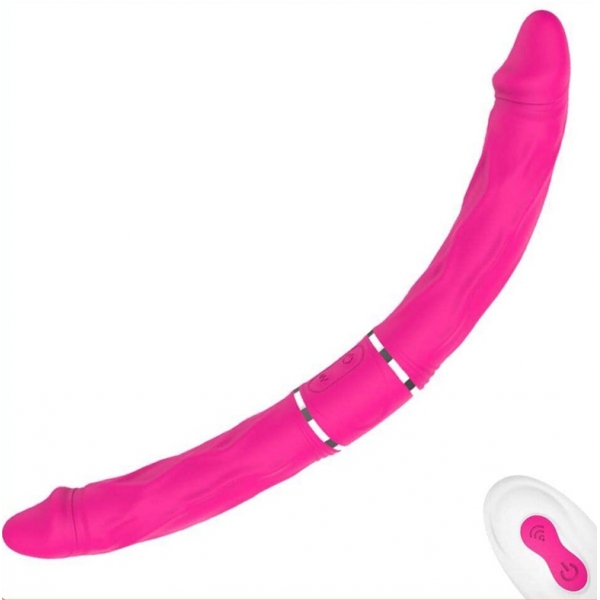 Consolador Doble Vibrador Pyrios Rosa 35 x 3,5cm