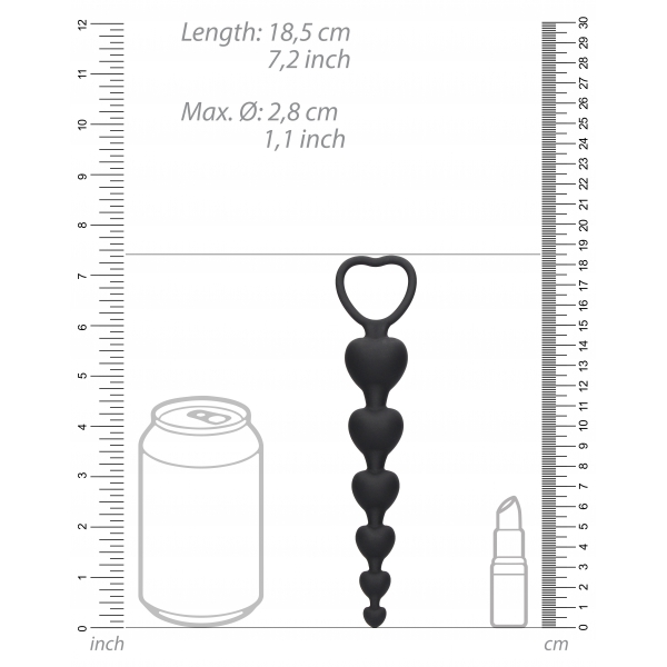 Chapelet silicone Anal Heart 15 x 3.2cm