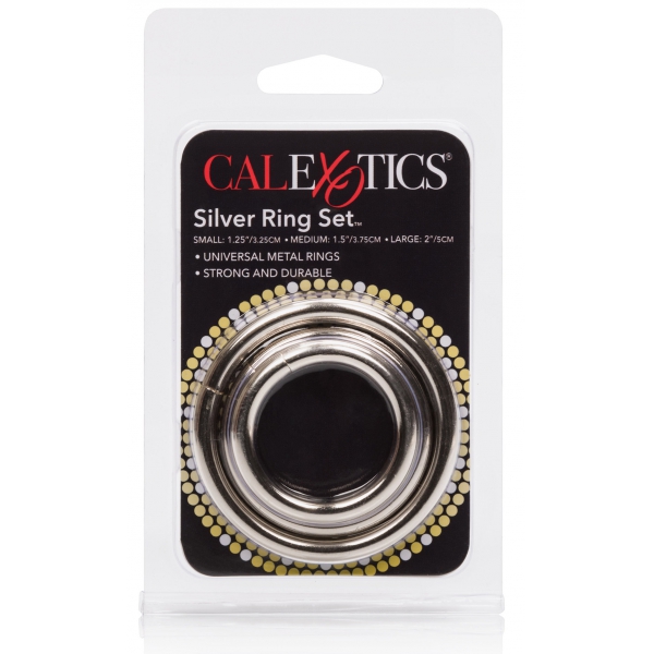 Lot de 3 cockrings en métal Silver Ring 32 à 50mm
