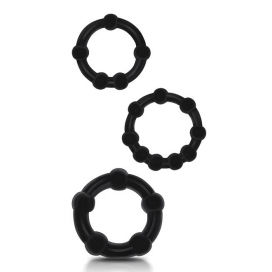 Beast Rings Lot de 3 Mini anneaux péniens souples BEADED SET Noirs