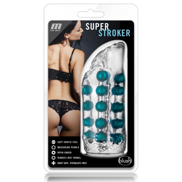 Super Stroker Soft-Masturbator Transparent-Blau
