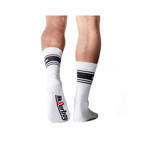 Chaussettes blanches Sk8erboy Deluxe Blanc-Noir