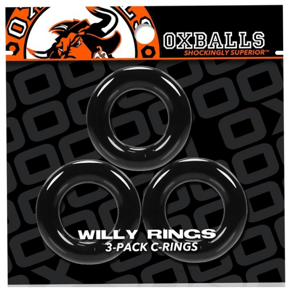 Set of 3 Willy Rings Black