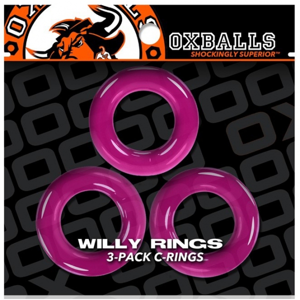 Lot de 3 cockrings Oxballs WILLY RINGS Rose