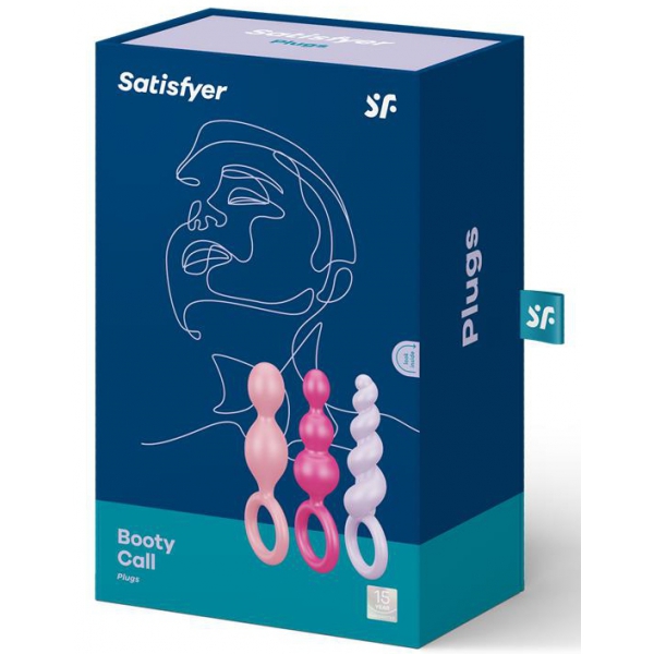 Kit de 3 rosas de silicona Booty Call Satisfyer 9.5 x 2.5cm