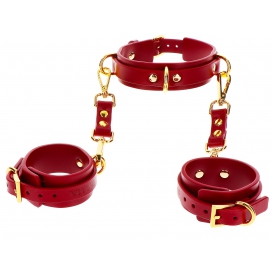 TABOOM Collier D-RING + Menottes de poignets TABOOM Rouge
