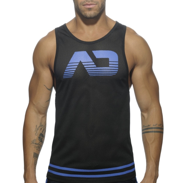 FETISH AD MESH Tank Top Black-Blue