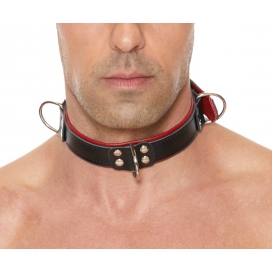 Bondage halsband deluxe zwart-rood