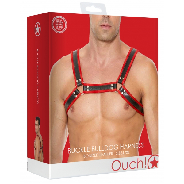 Buckle Bulldog Geschirr Schwarz-Rot