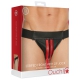 Jockstrap with Zip Striped Front Black-Red