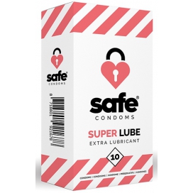 Safe Condoms SUPER LUBE Safe gleitfähige Kondome x10