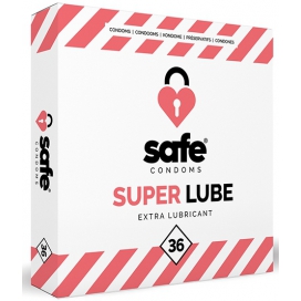 Safe Condoms SUPER LUBE Preservativos lubrificados seguros x36