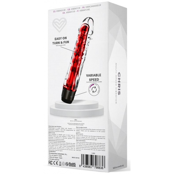 Vibrierender Dildo Chris 14 x 3.3cm Rot