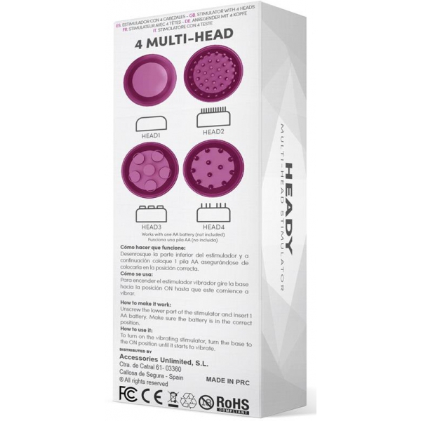 Stimolatore vibrante a 4 teste Heady Violet