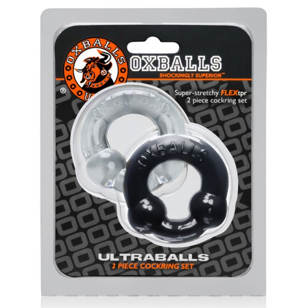 Oxballs ULTRABALLS 2 Pack Cockring Black-Clear