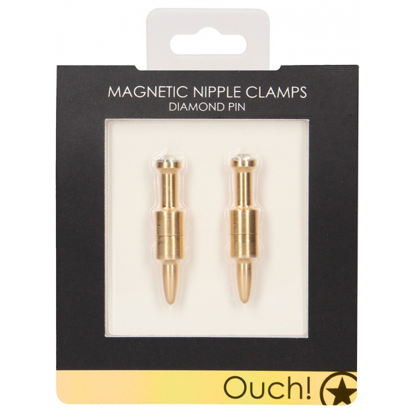 Fermagli magnetici per capezzoli con perno diamantato x2 oro