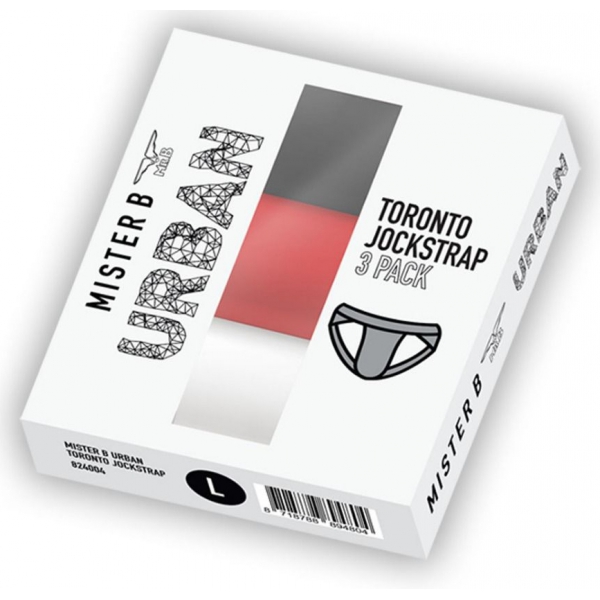 Conjunto de 3 Mister B TORONTO Jockstraps White-Black-Red