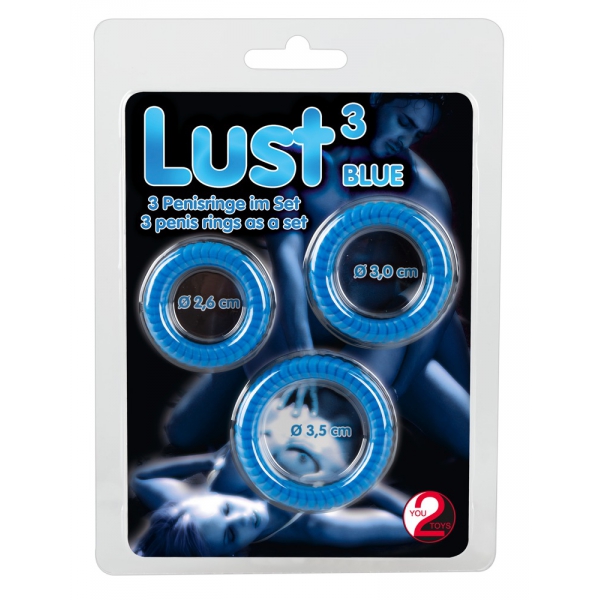 Set of 3 Blue Lust Cockrings