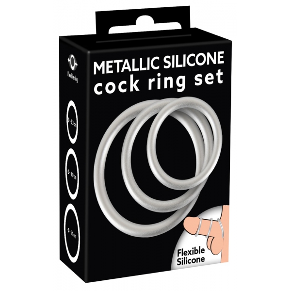 Set van 3 dunne ring Silicone Cockrings Grijs