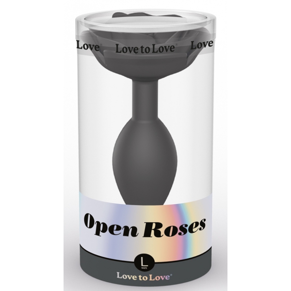 Plug anal Open Roses Jewel L 9 x 3.8cm Negro