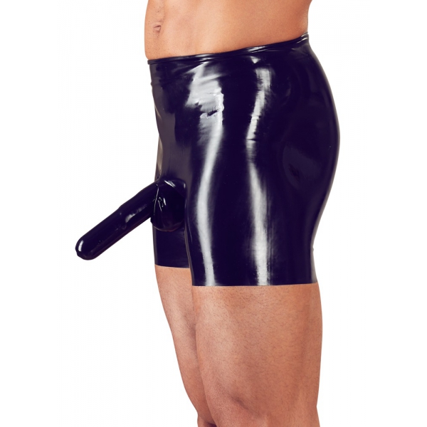 Calções de latex boxer com pénis e bainhas anais