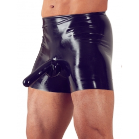The Latex Collection Long latex boxer shorts with penis and anal sheaths