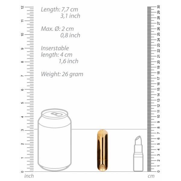 Mini Vibro Bullet Up 7.7 x 2cm Doré