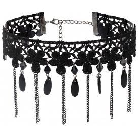 Lace Line Necklace Black
